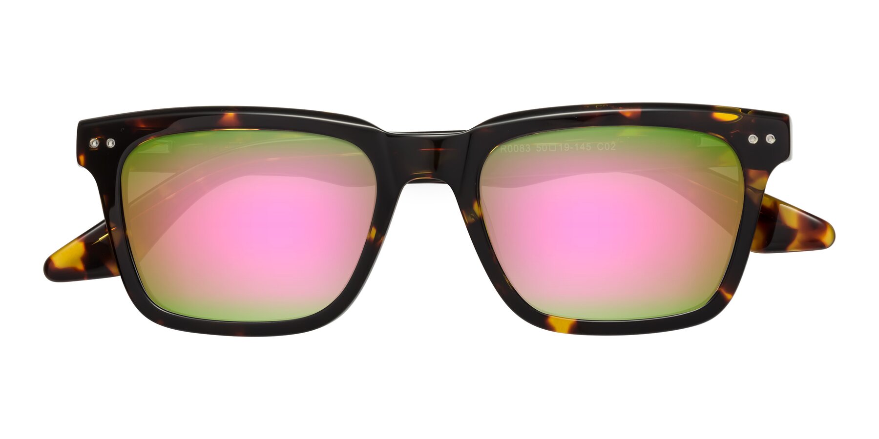 Folded Front of Martia in Tortoise with Pink Mirrored Lenses