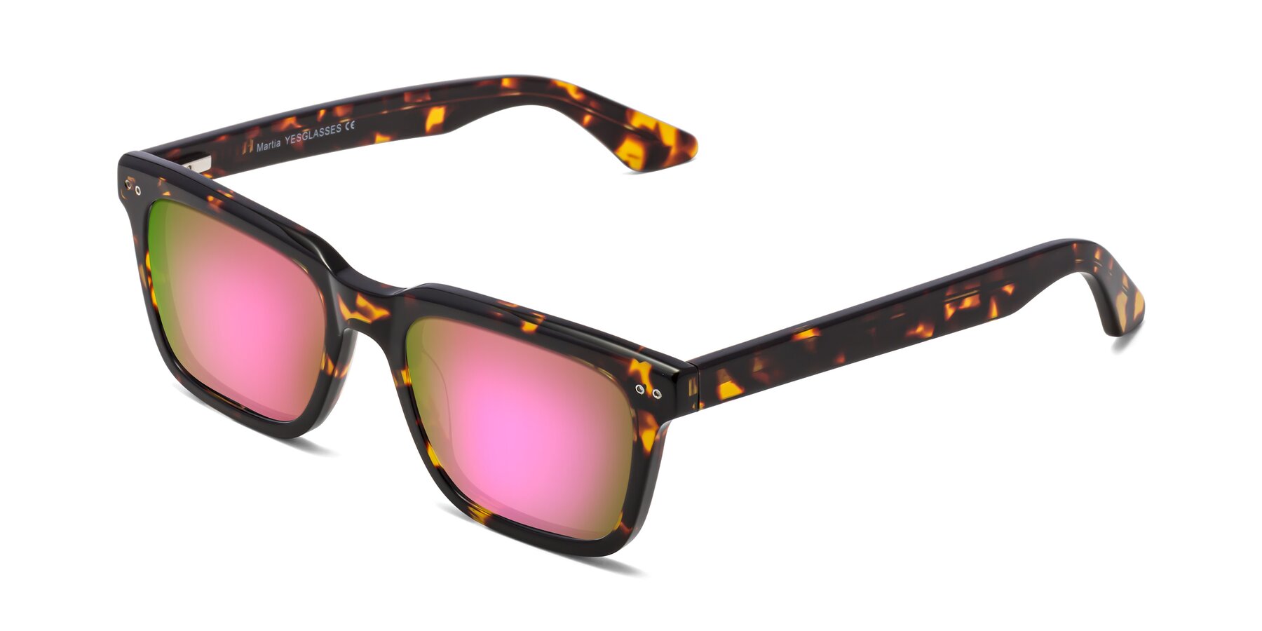 Angle of Martia in Tortoise with Pink Mirrored Lenses