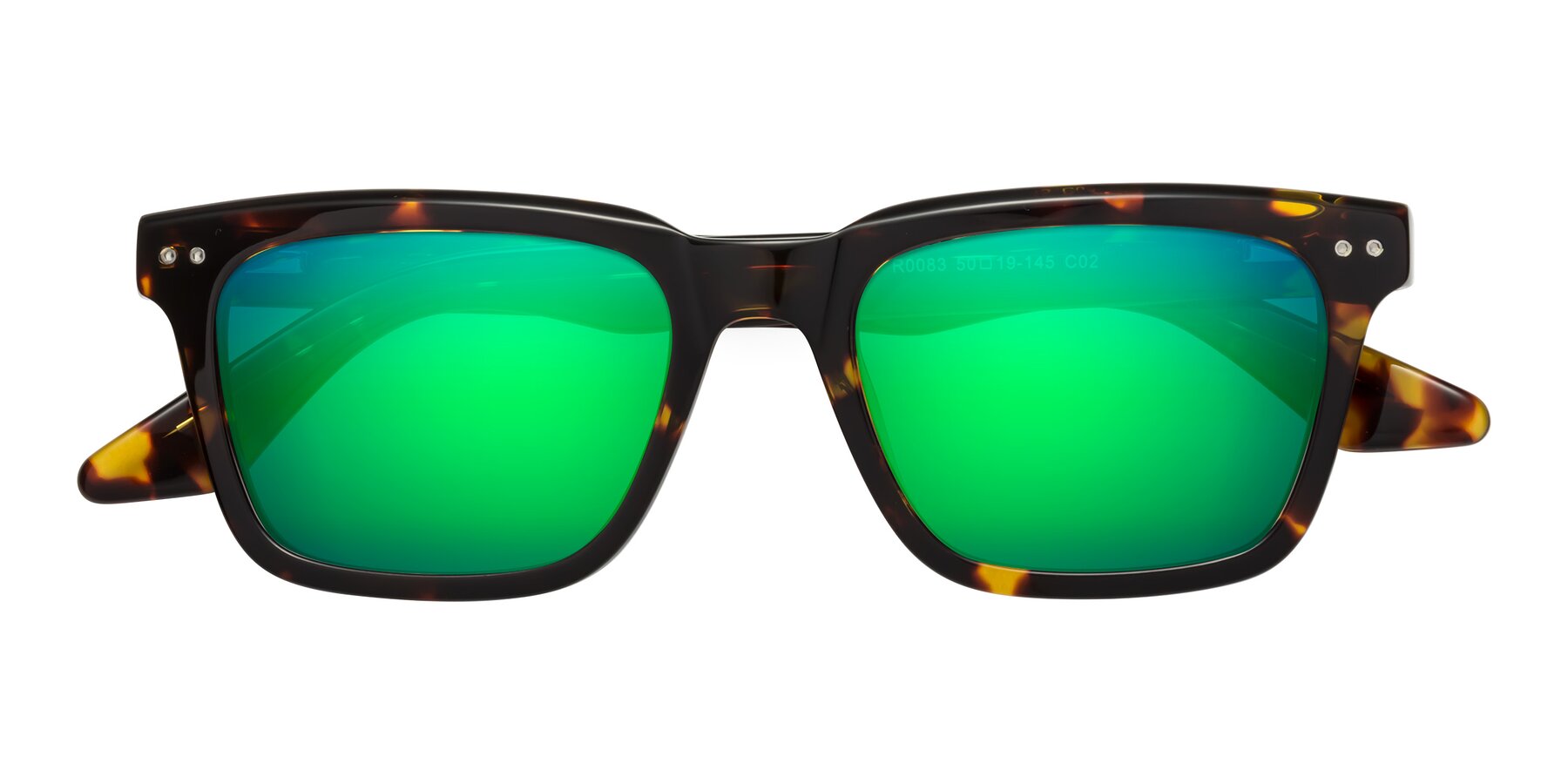 Folded Front of Martia in Tortoise with Green Mirrored Lenses