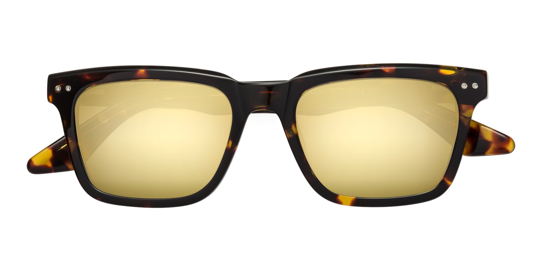 Folded Front of Martia in Tortoise with Gold Mirrored Lenses