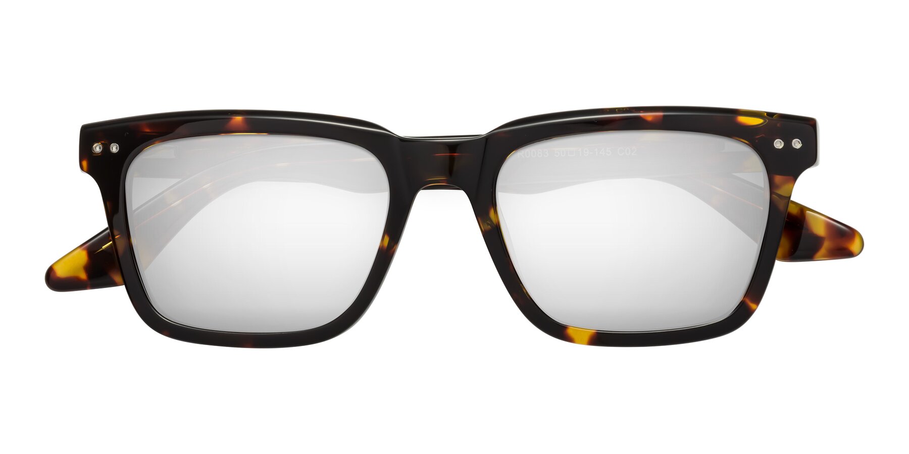 Folded Front of Martia in Tortoise with Silver Mirrored Lenses