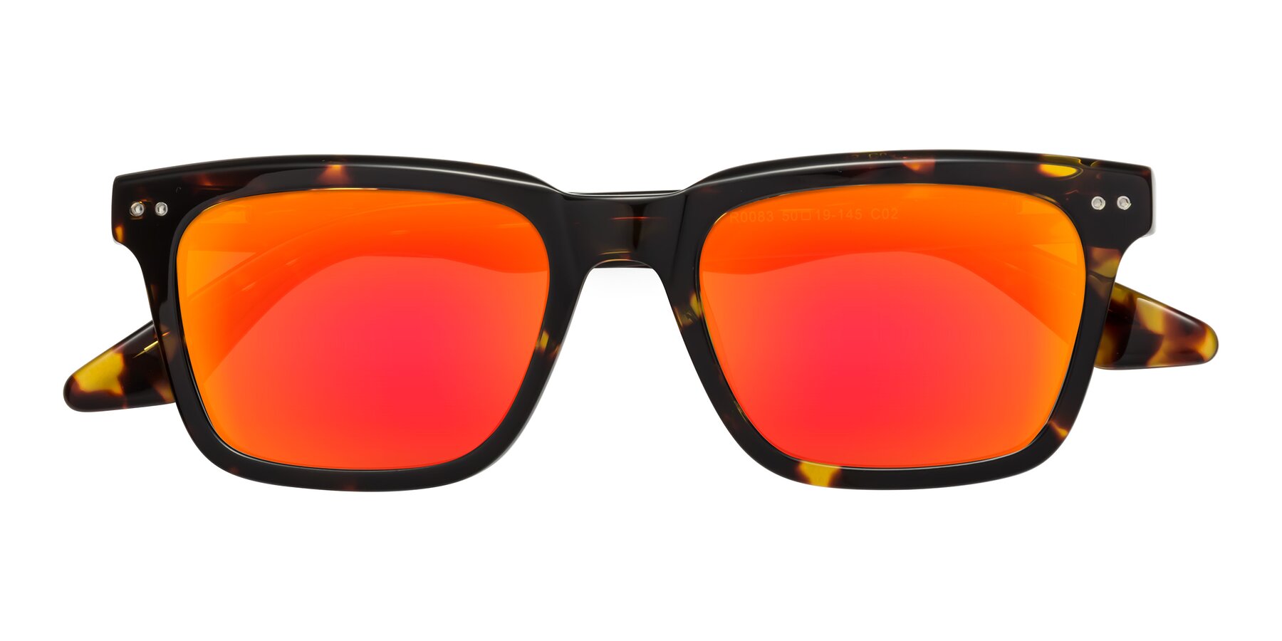 Folded Front of Martia in Tortoise with Red Gold Mirrored Lenses