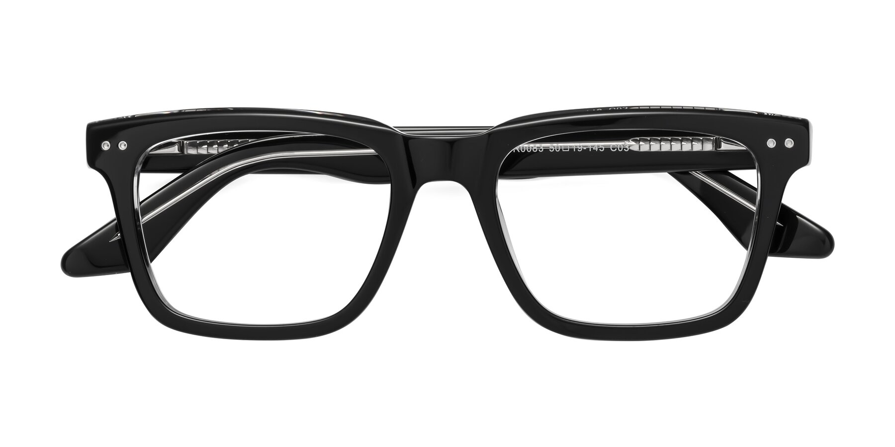 Folded Front of Martia in Black-Clear with Clear Eyeglass Lenses