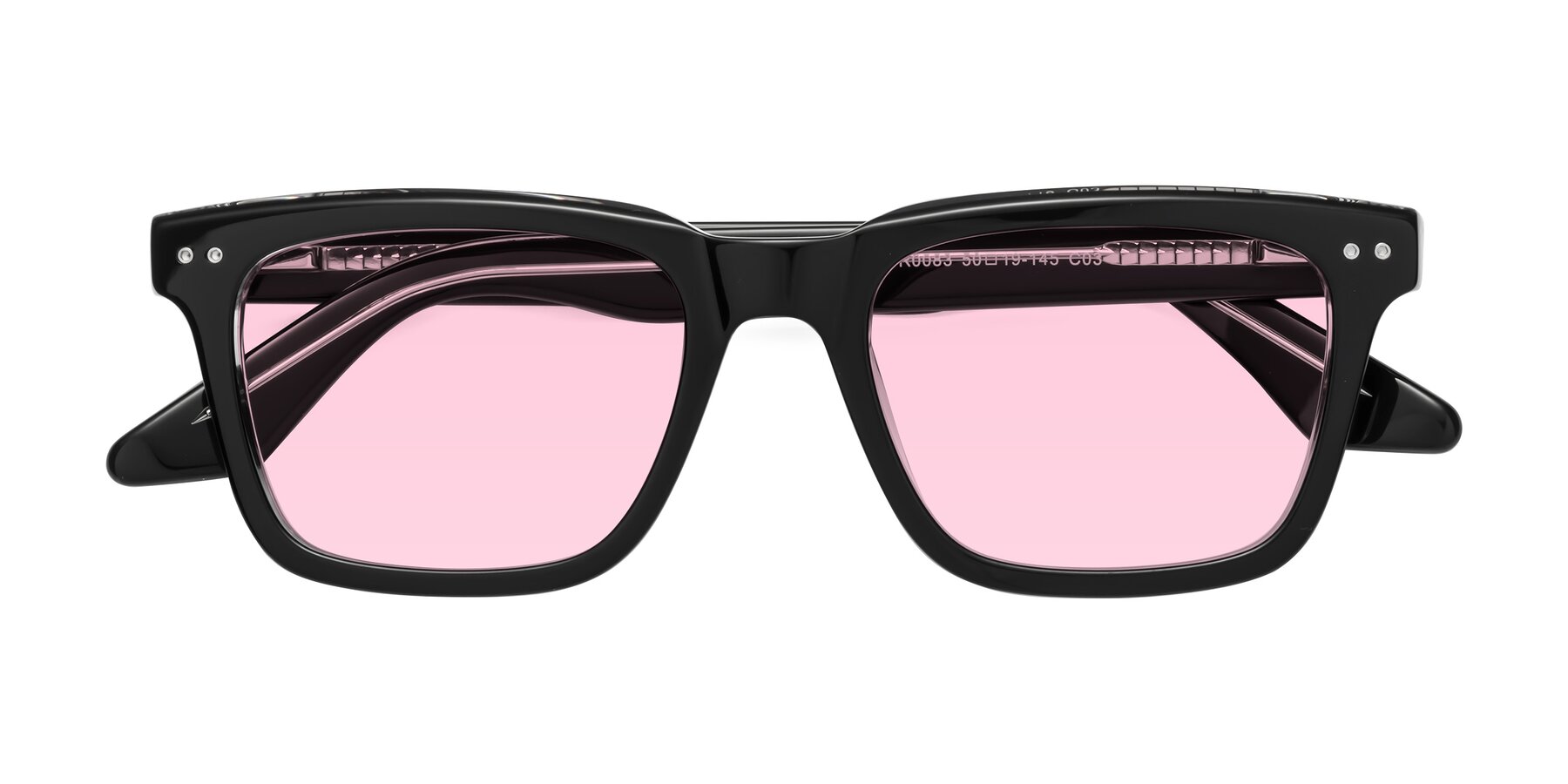 Folded Front of Martia in Black-Clear with Light Pink Tinted Lenses