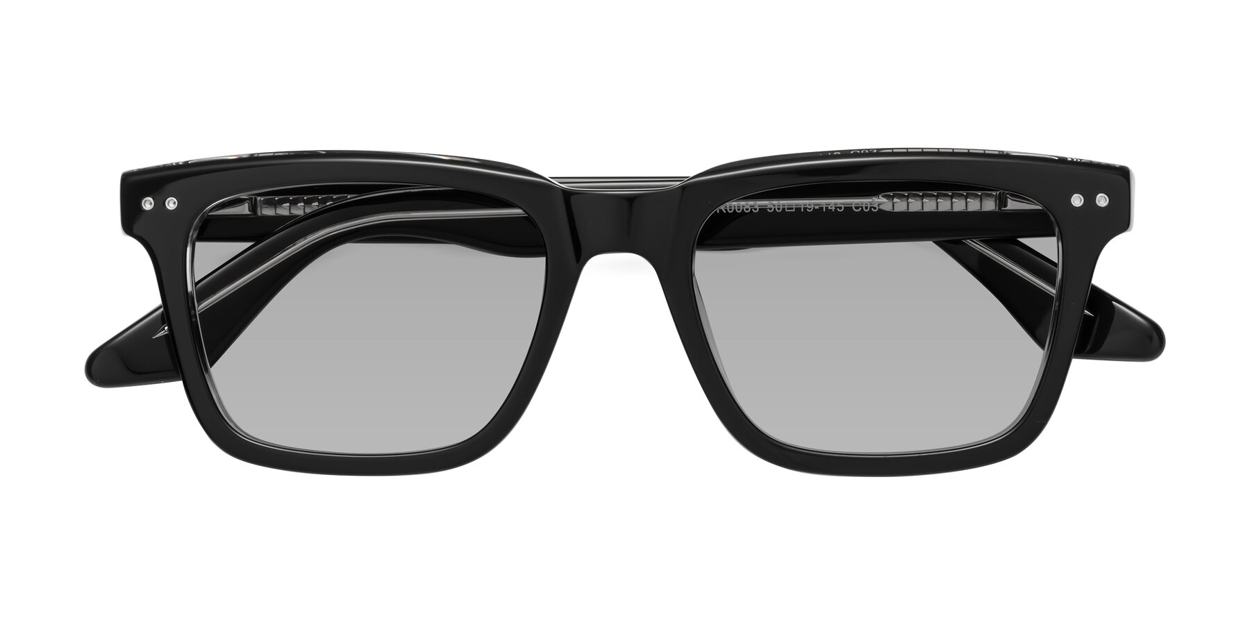 Folded Front of Martia in Black-Clear with Light Gray Tinted Lenses