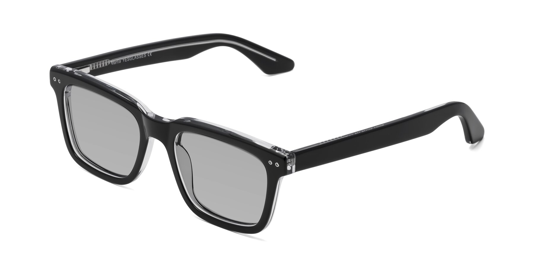 Angle of Martia in Black-Clear with Light Gray Tinted Lenses