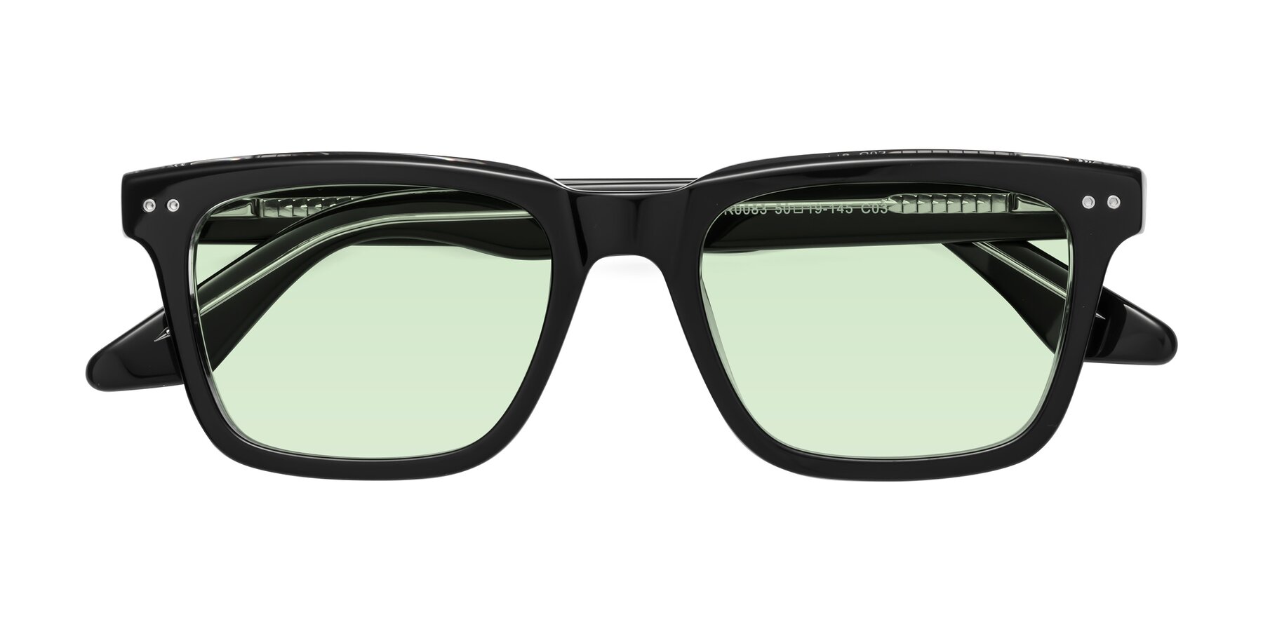 Black-Clear Classic Acetate Rectangle Tinted Sunglasses with Light Green  Sunwear Lenses - Martia