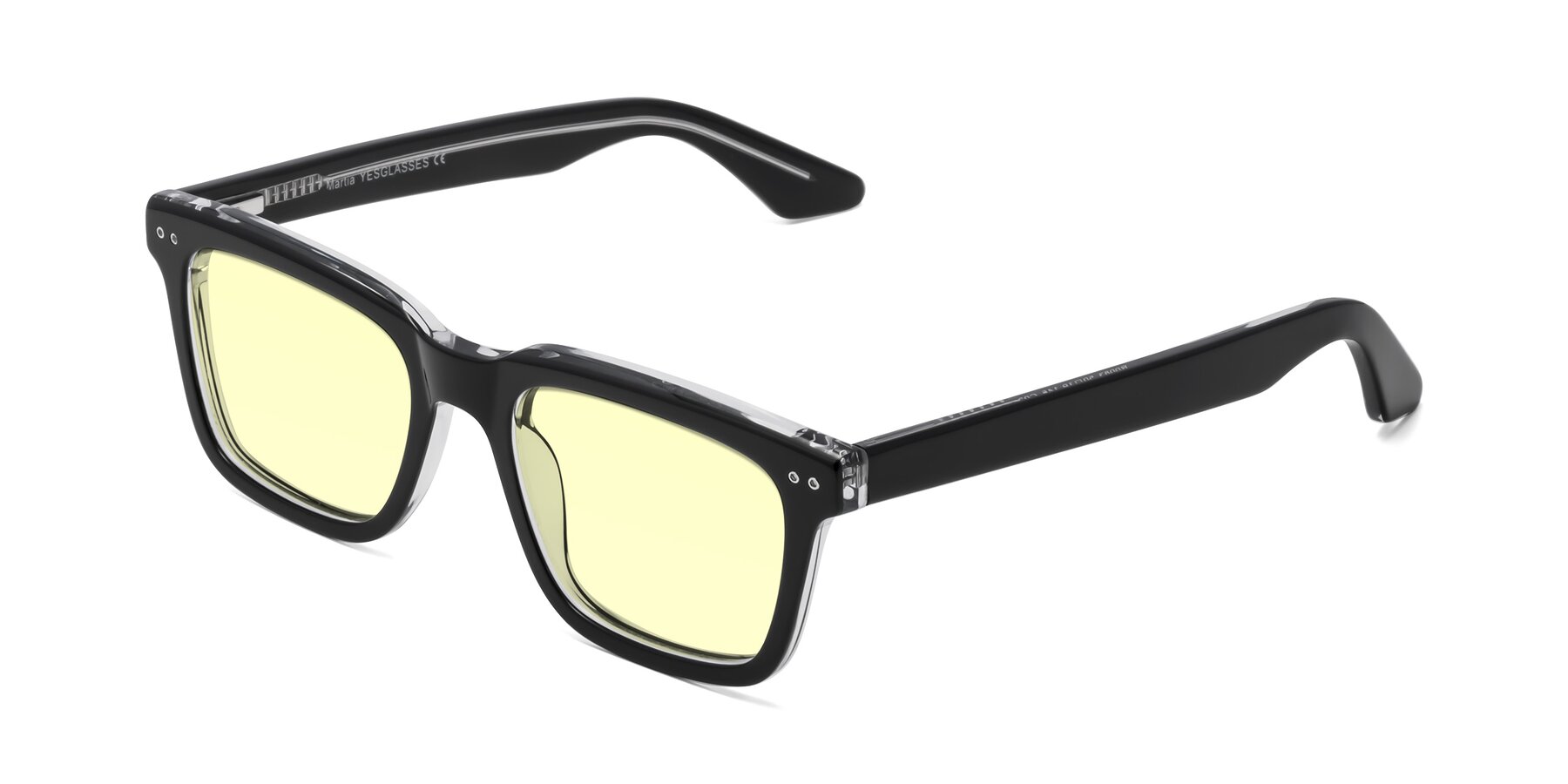 Angle of Martia in Black-Clear with Light Yellow Tinted Lenses