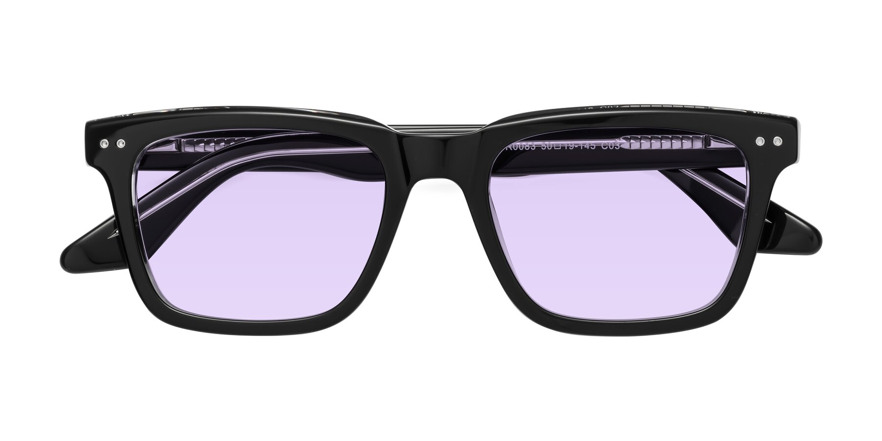 Folded Front of Martia in Black-Clear with Light Purple Tinted Lenses