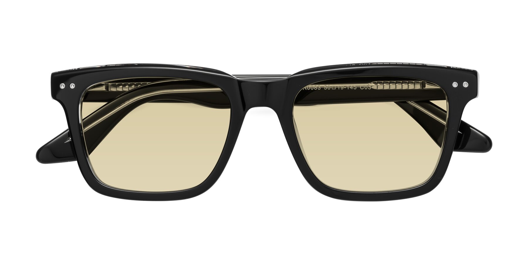 Folded Front of Martia in Black-Clear with Light Champagne Tinted Lenses