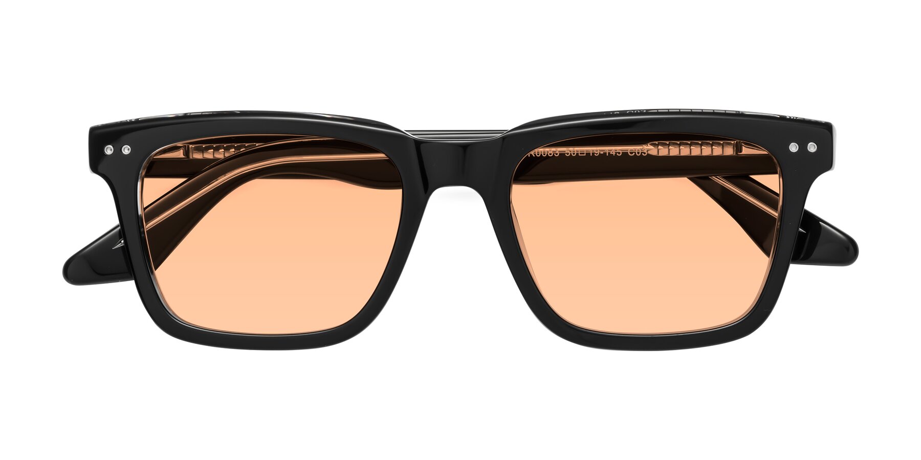 Folded Front of Martia in Black-Clear with Light Orange Tinted Lenses