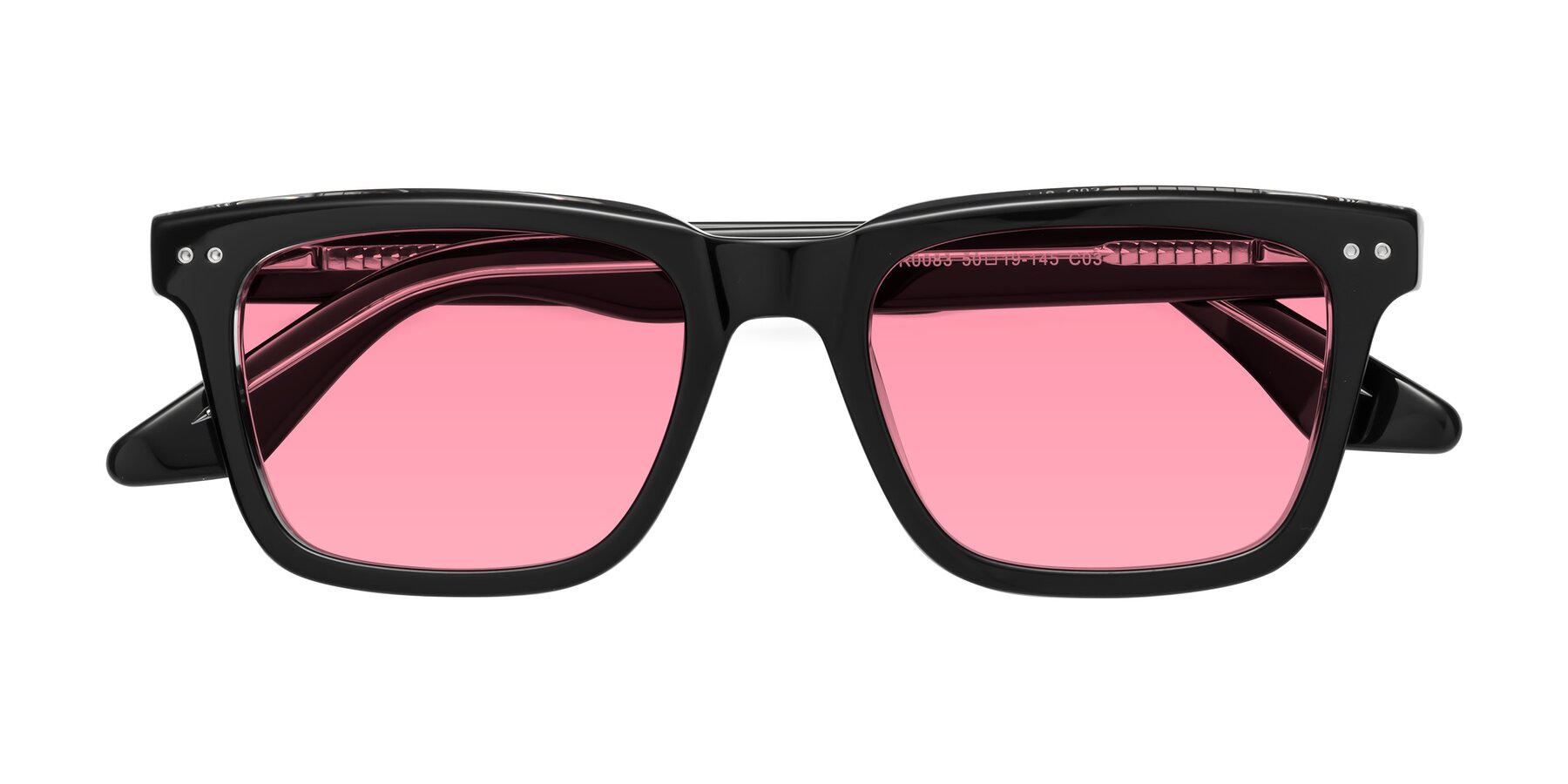 Folded Front of Martia in Black-Clear with Pink Tinted Lenses