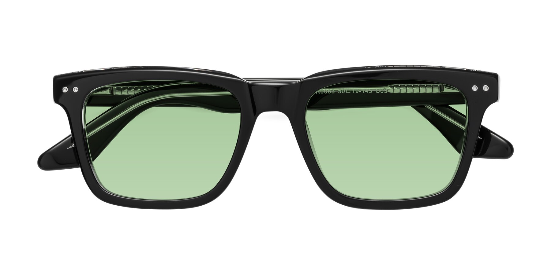 Folded Front of Martia in Black-Clear with Medium Green Tinted Lenses