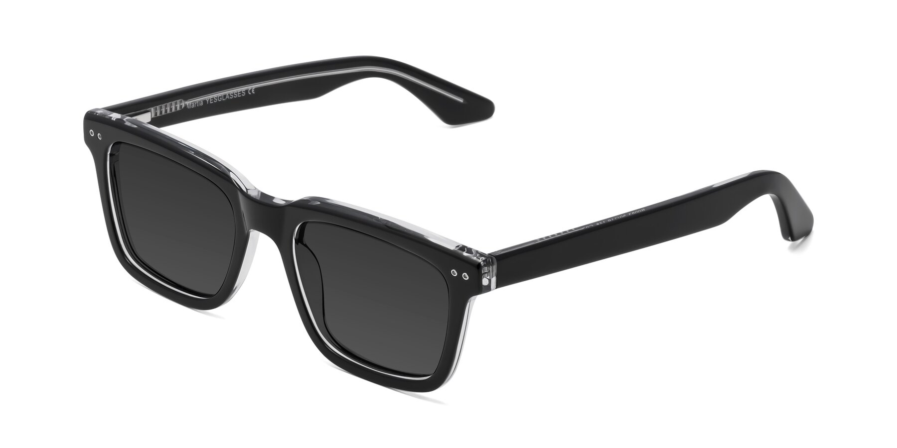 Angle of Martia in Black-Clear with Gray Tinted Lenses