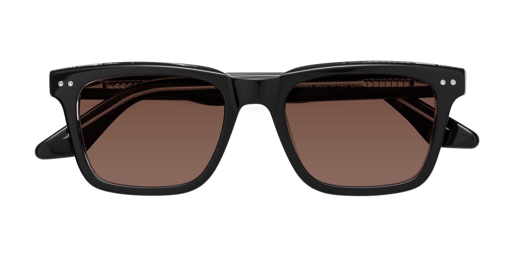 Folded Front of Martia in Black-Clear with Brown Tinted Lenses