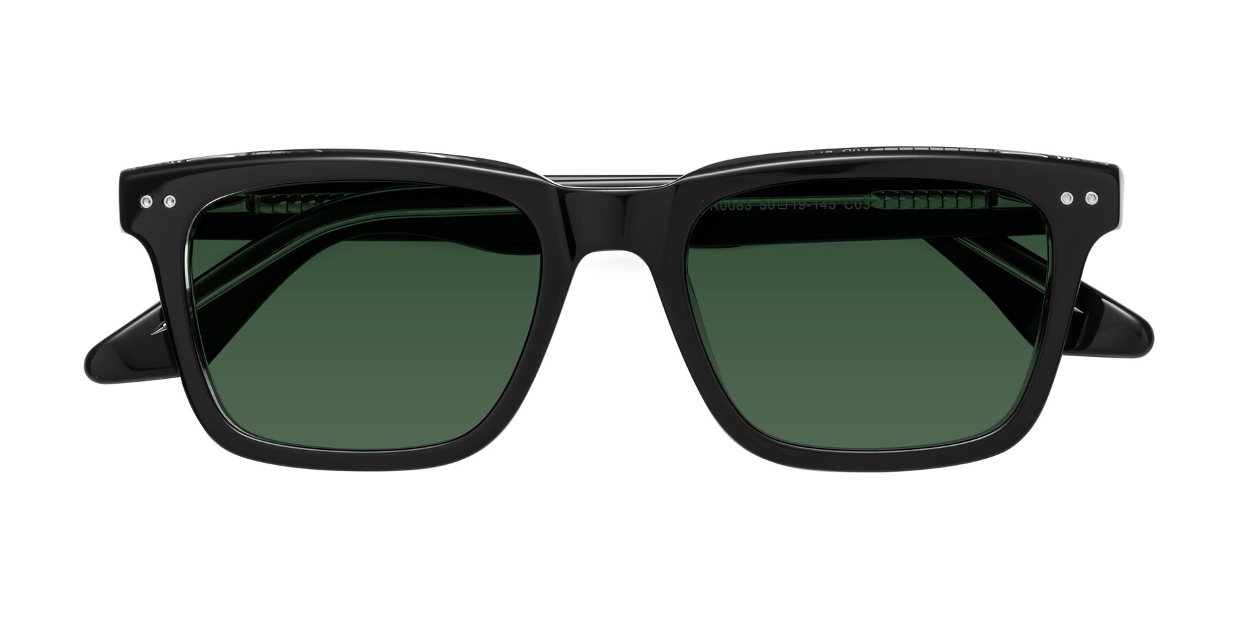 Folded Front of Martia in Black-Clear with Green Tinted Lenses