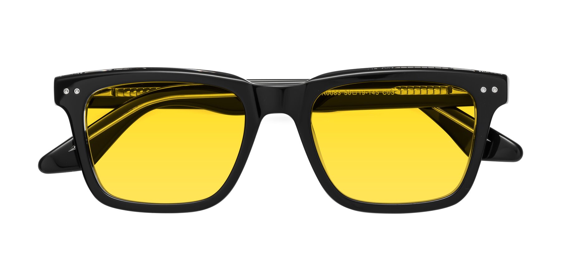 Folded Front of Martia in Black-Clear with Yellow Tinted Lenses