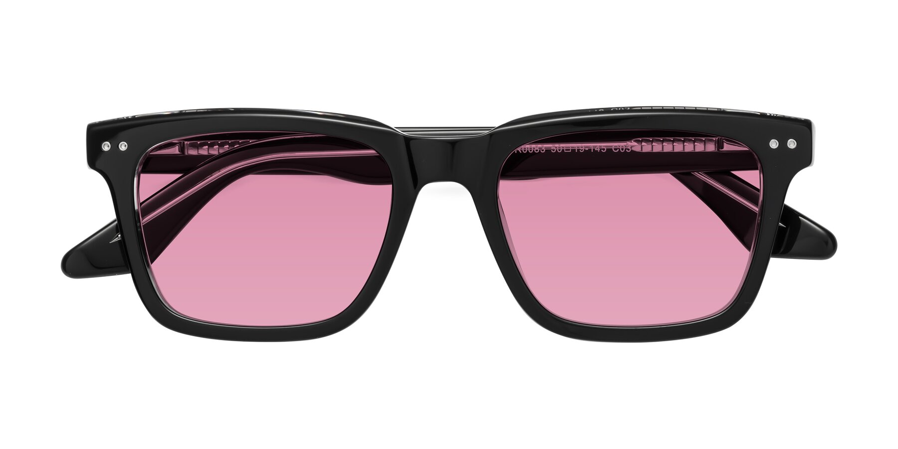 Folded Front of Martia in Black-Clear with Medium Wine Tinted Lenses