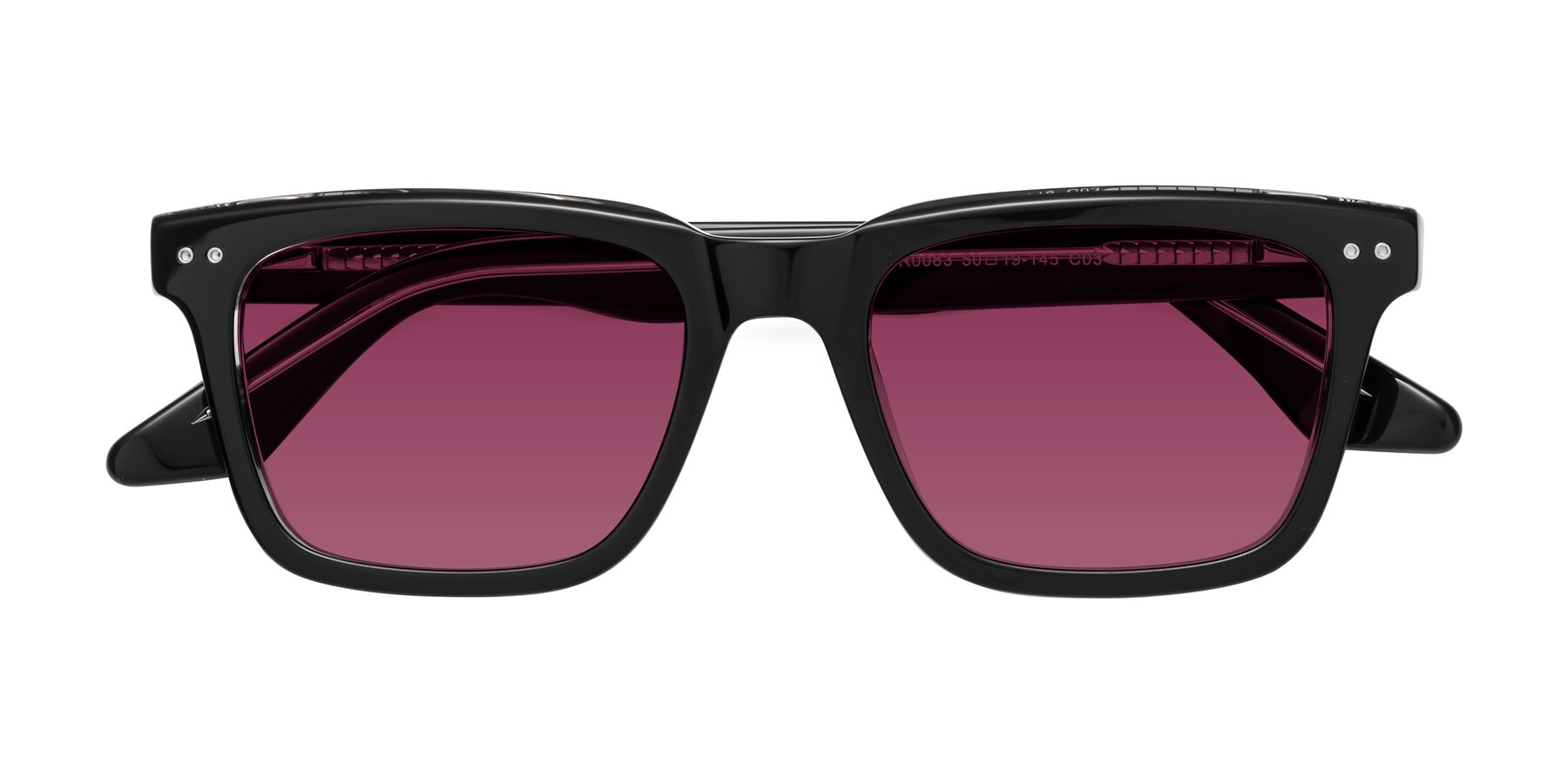 Folded Front of Martia in Black-Clear with Wine Tinted Lenses