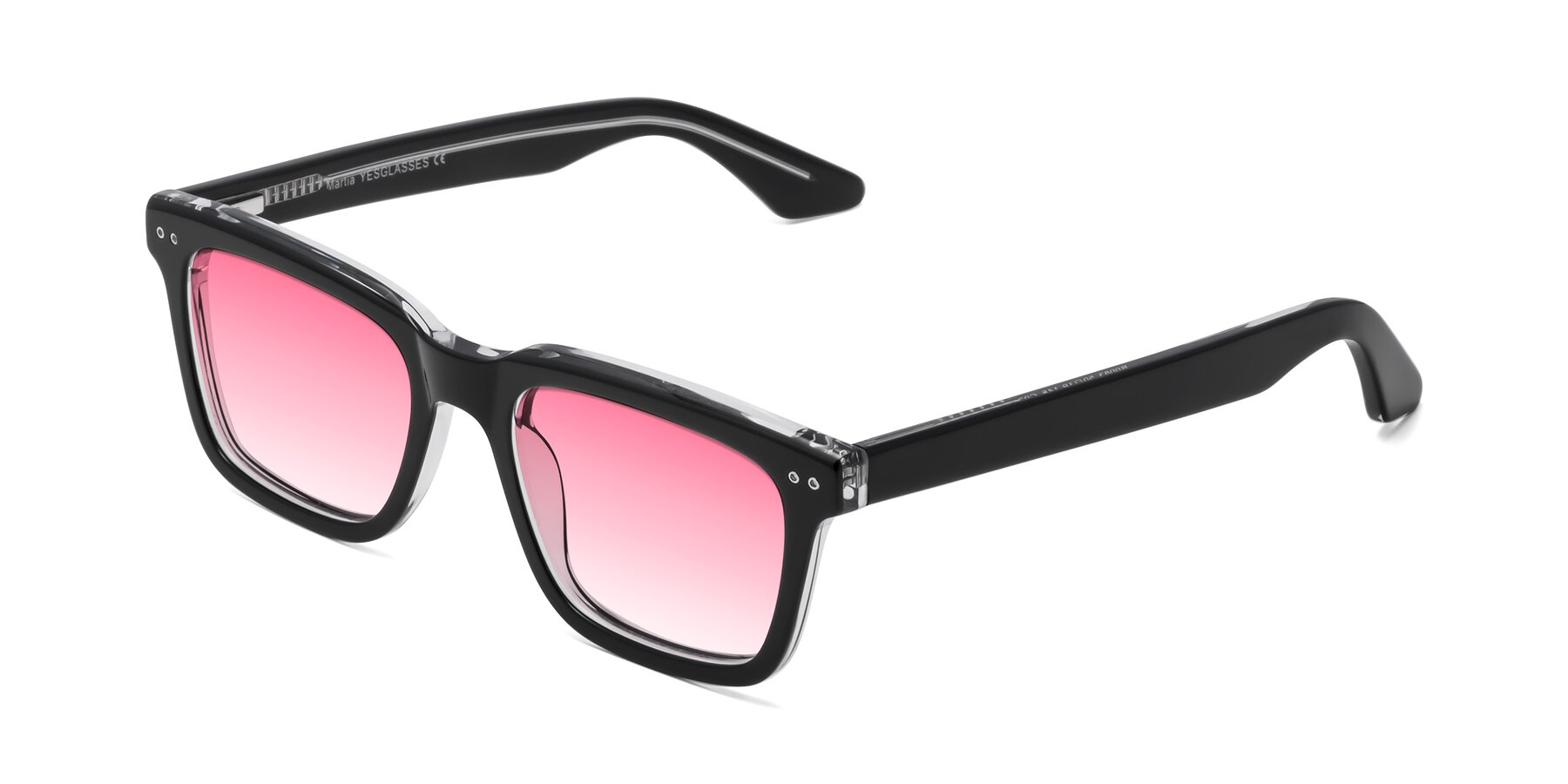 Angle of Martia in Black-Clear with Pink Gradient Lenses