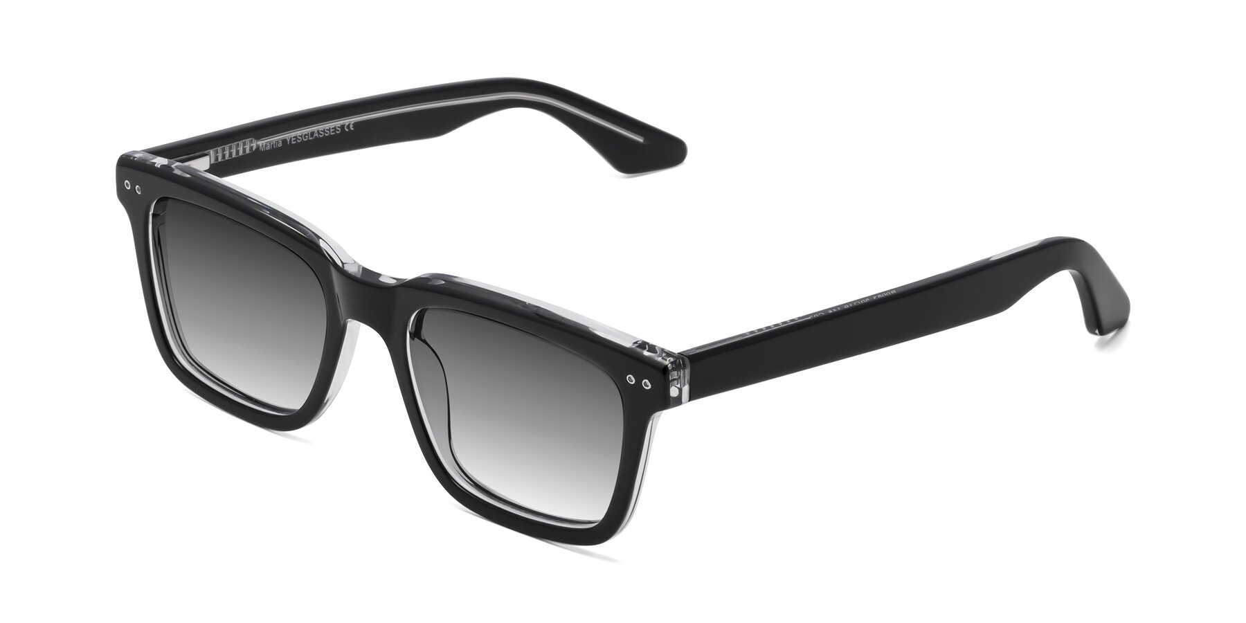 Angle of Martia in Black-Clear with Gray Gradient Lenses