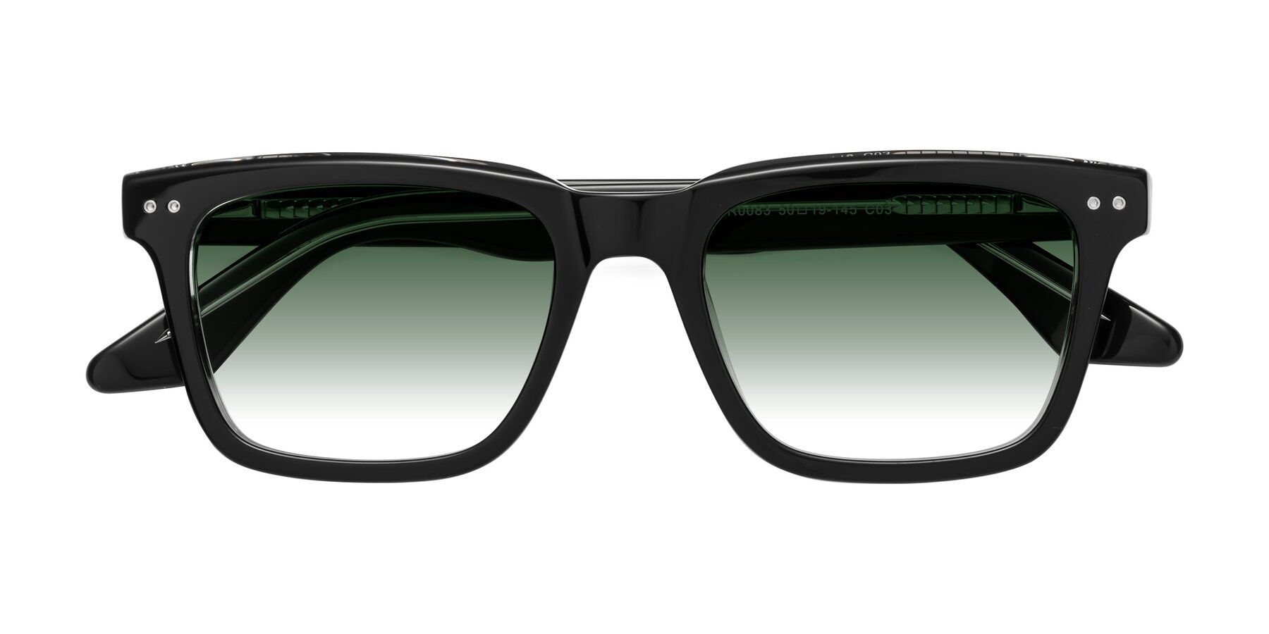 Folded Front of Martia in Black-Clear with Green Gradient Lenses