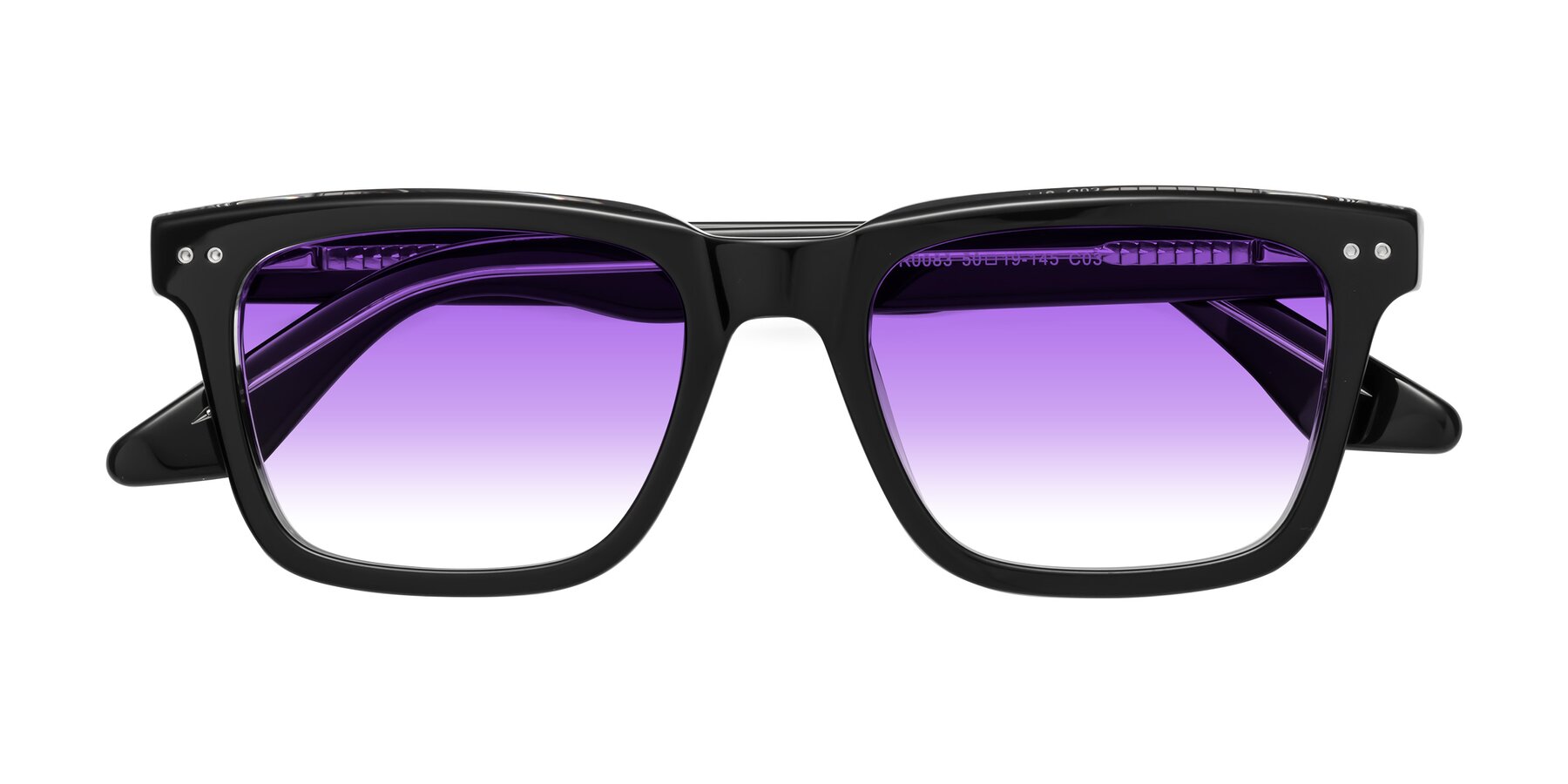 Folded Front of Martia in Black-Clear with Purple Gradient Lenses