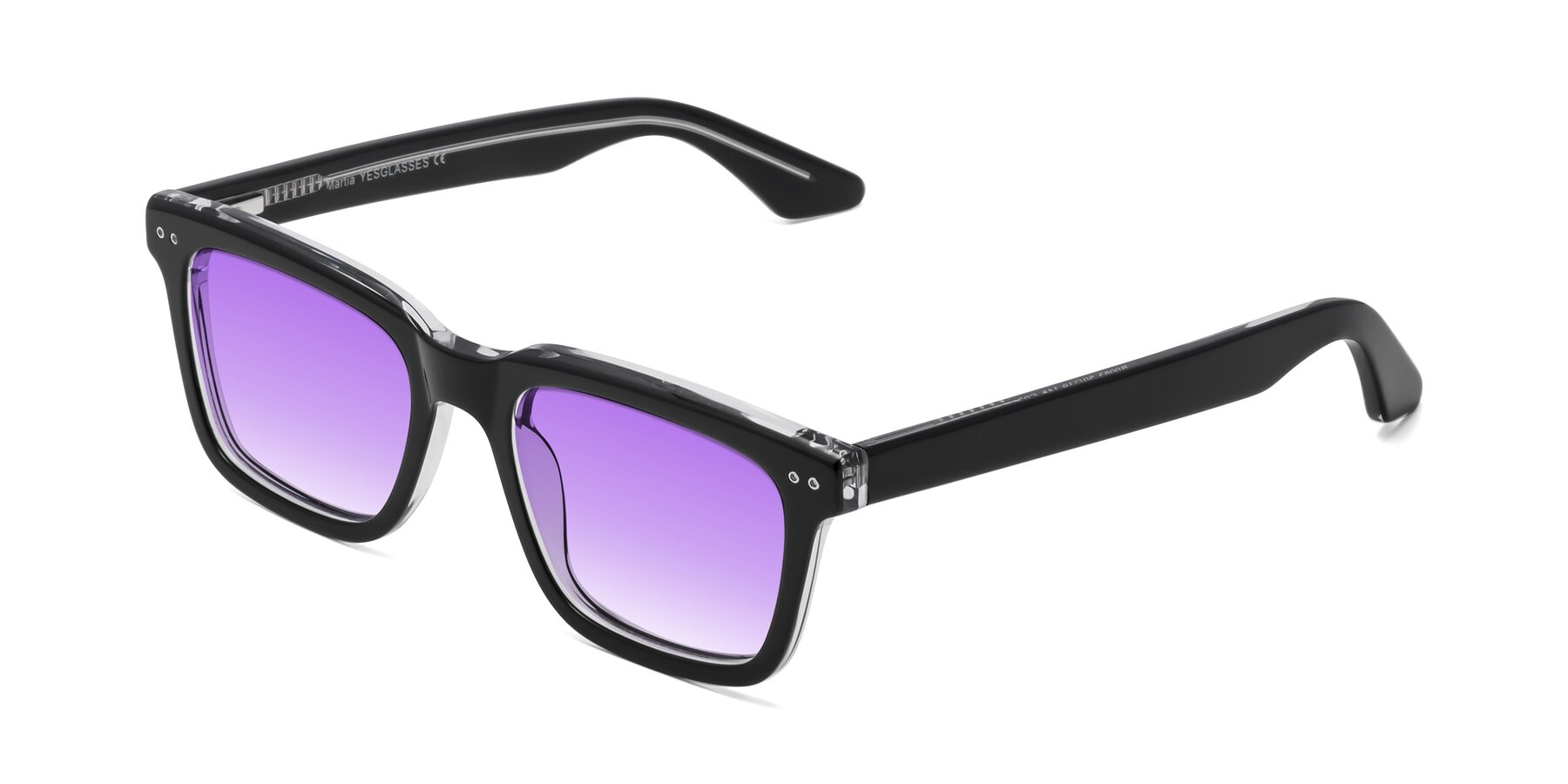 Angle of Martia in Black-Clear with Purple Gradient Lenses