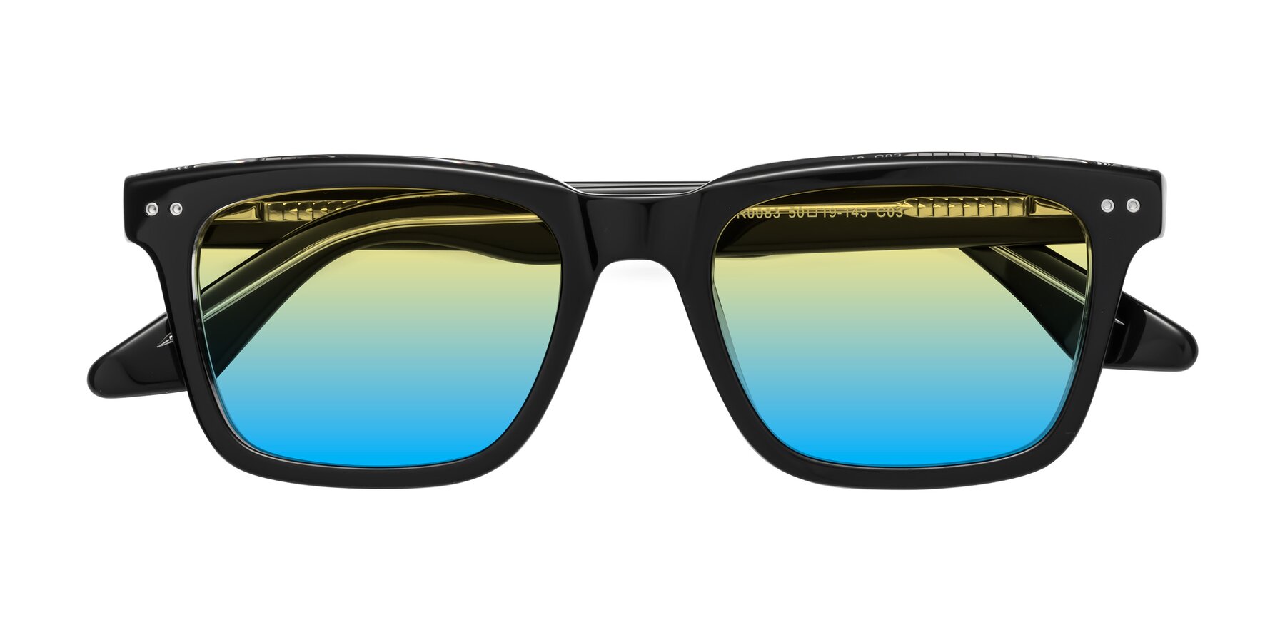 Folded Front of Martia in Black-Clear with Yellow / Blue Gradient Lenses