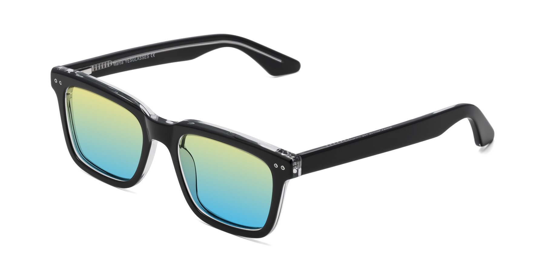 Angle of Martia in Black-Clear with Yellow / Blue Gradient Lenses