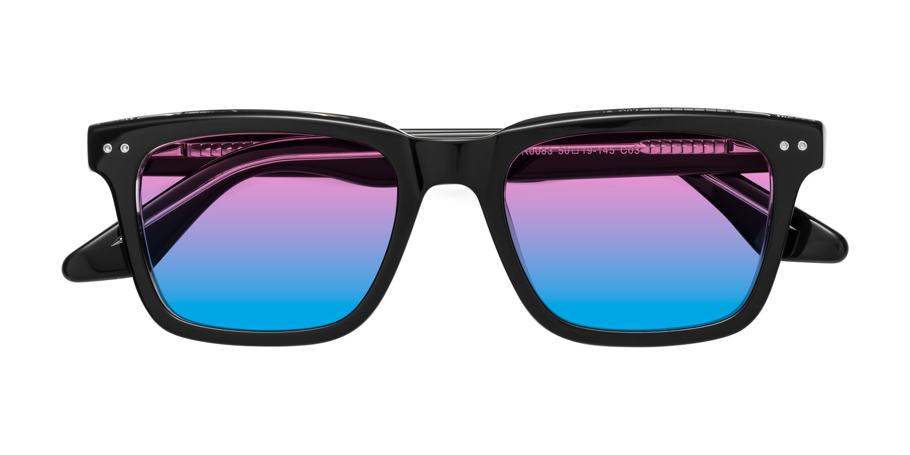 Folded Front of Martia in Black-Clear with Pink / Blue Gradient Lenses