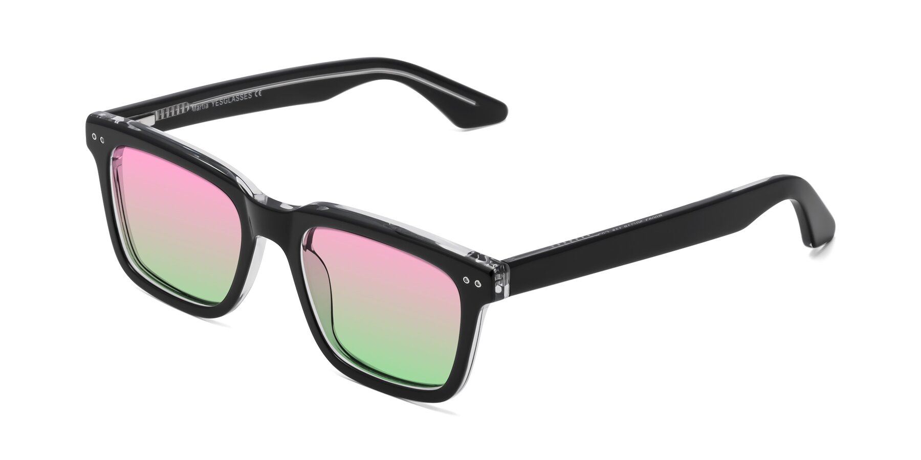 Angle of Martia in Black-Clear with Pink / Green Gradient Lenses
