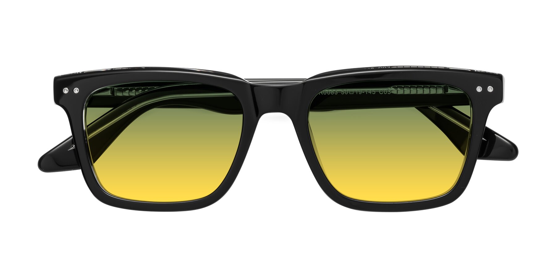 Folded Front of Martia in Black-Clear with Green / Yellow Gradient Lenses