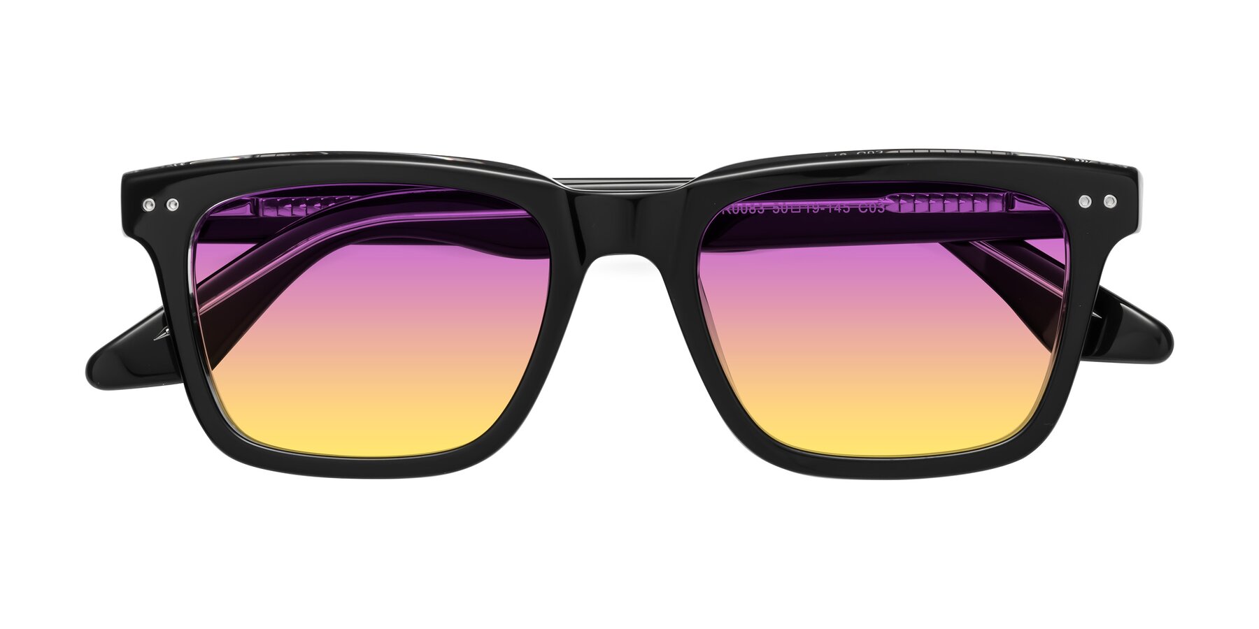 Folded Front of Martia in Black-Clear with Purple / Yellow Gradient Lenses
