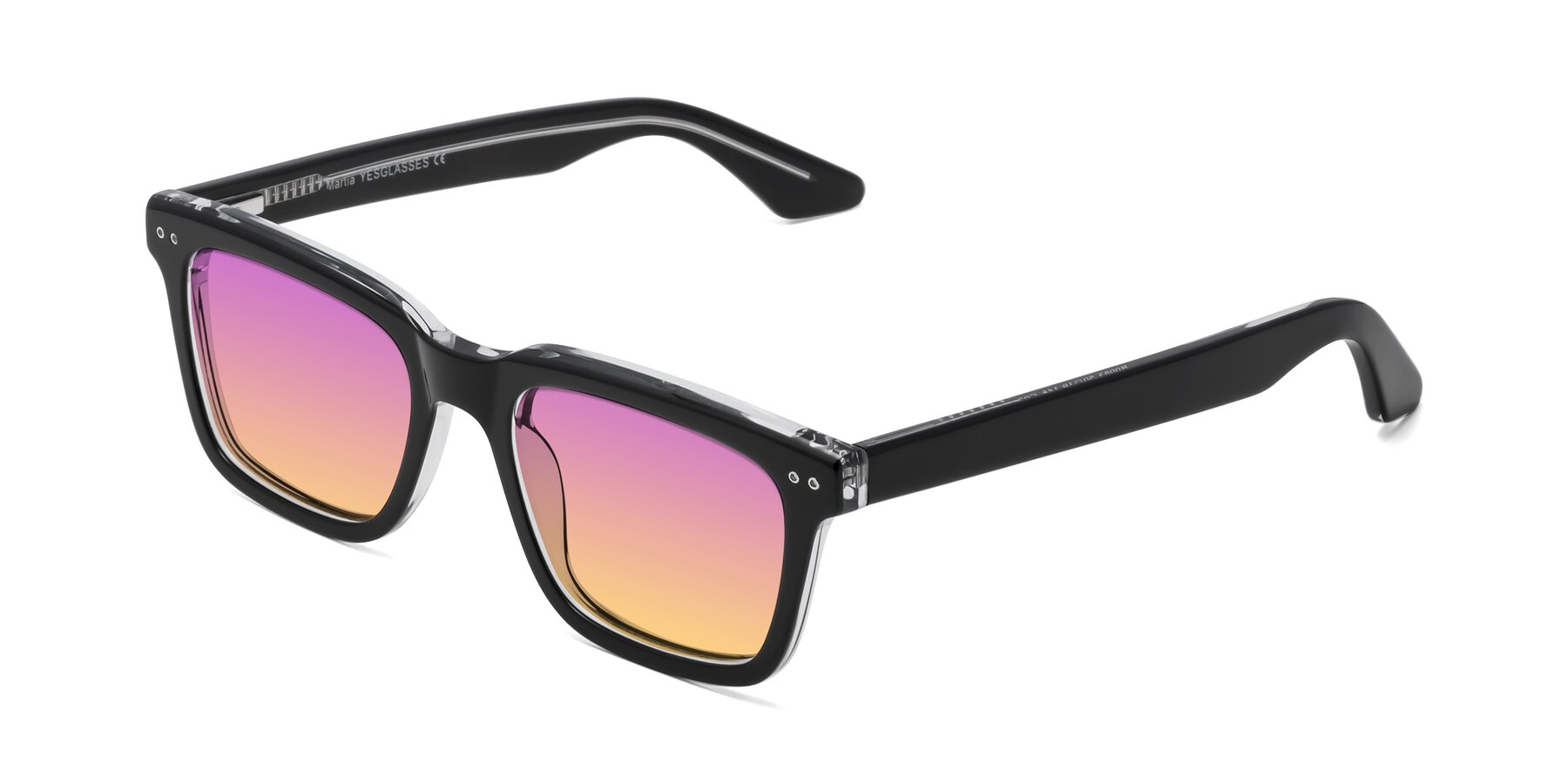 Angle of Martia in Black-Clear with Purple / Yellow Gradient Lenses