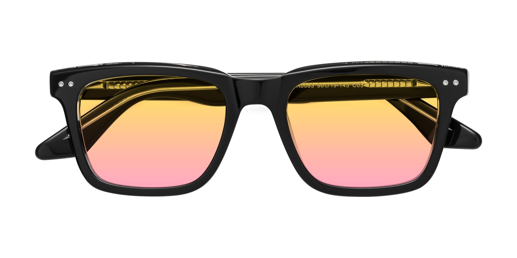 Folded Front of Martia in Black-Clear with Yellow / Pink Gradient Lenses
