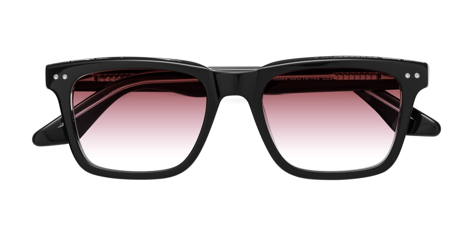 Folded Front of Martia in Black-Clear with Garnet Gradient Lenses