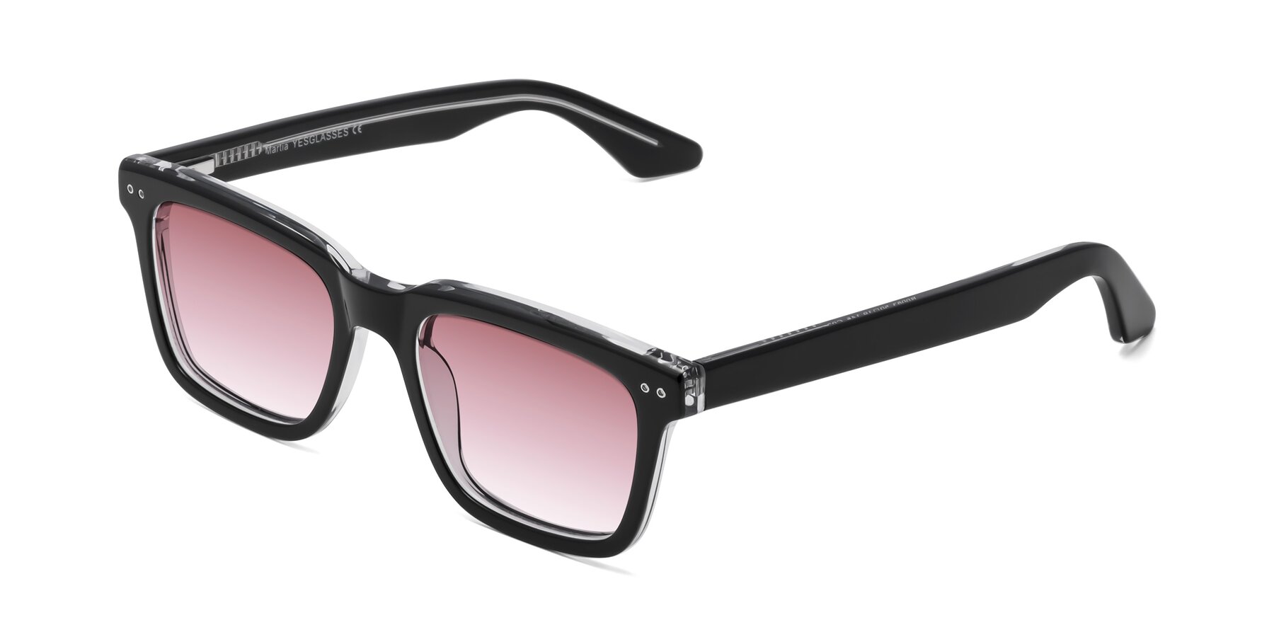 Angle of Martia in Black-Clear with Garnet Gradient Lenses