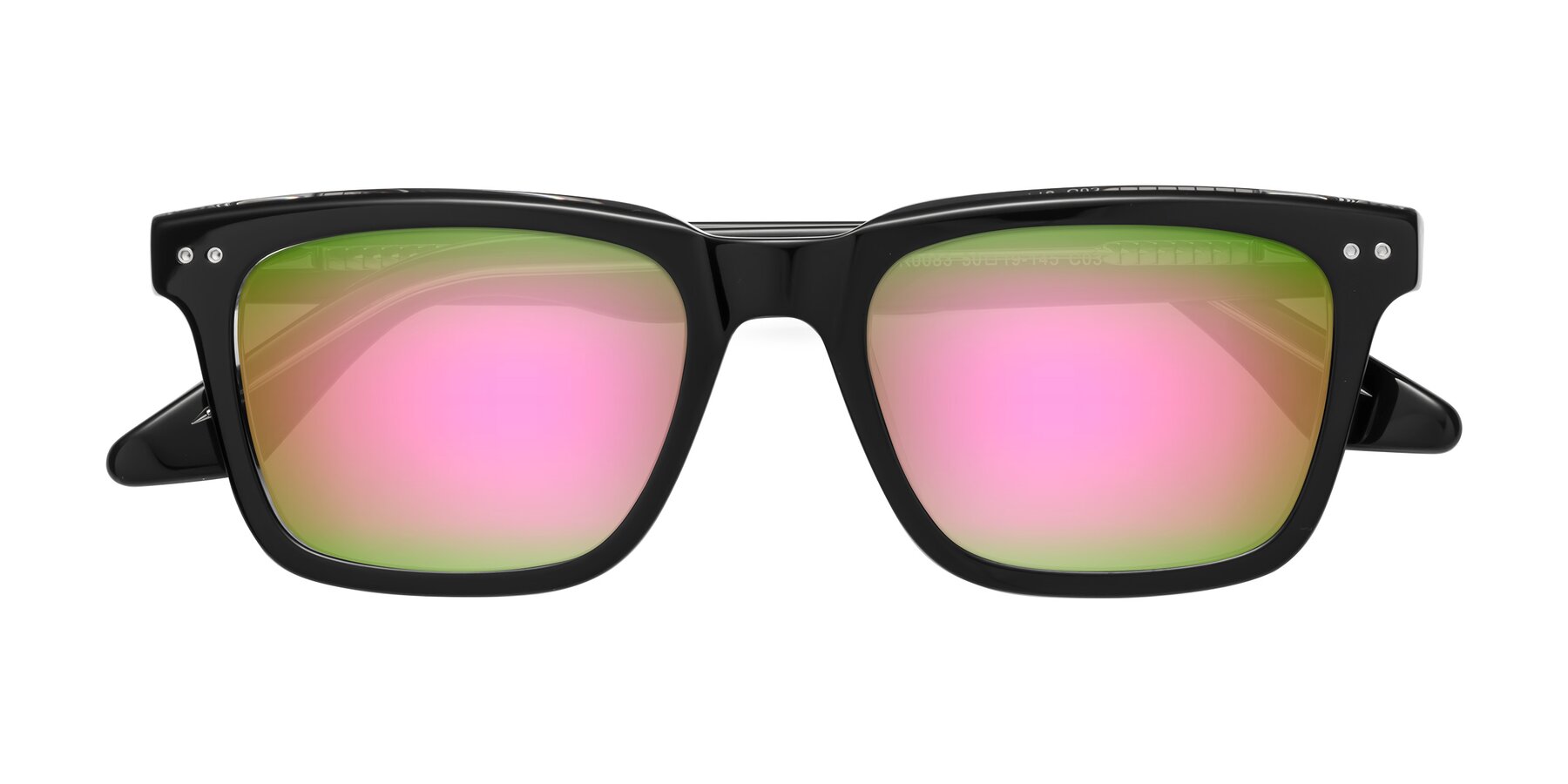 Folded Front of Martia in Black-Clear with Pink Mirrored Lenses