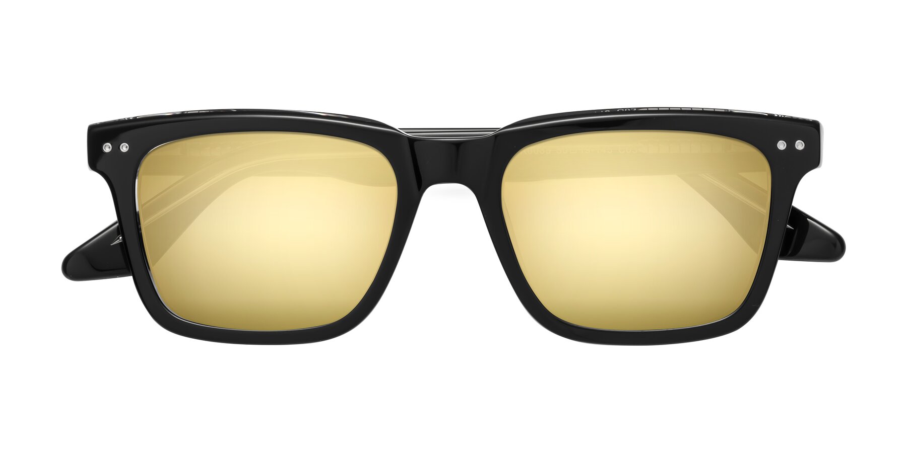 Folded Front of Martia in Black-Clear with Gold Mirrored Lenses