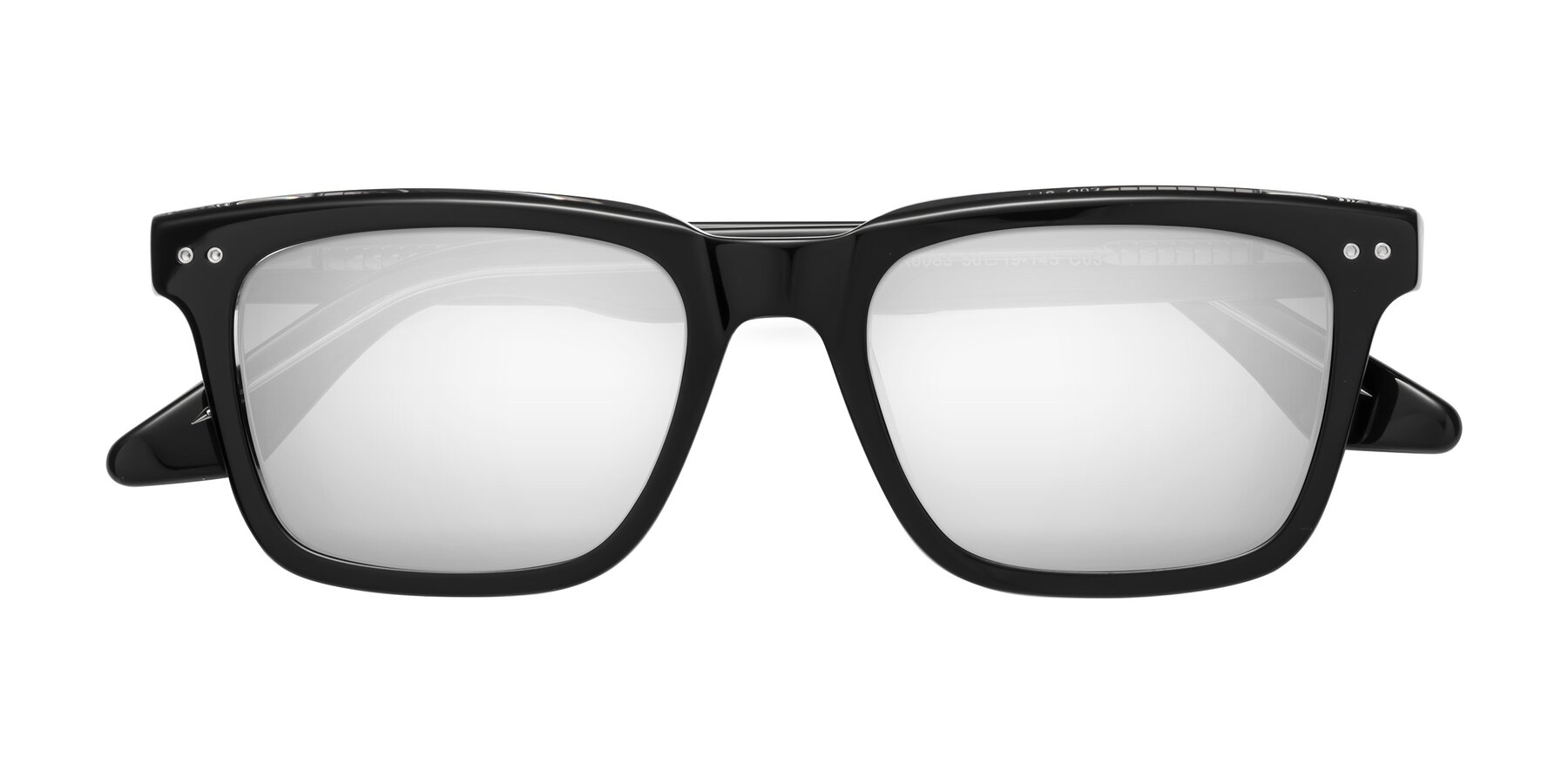 Folded Front of Martia in Black-Clear with Silver Mirrored Lenses