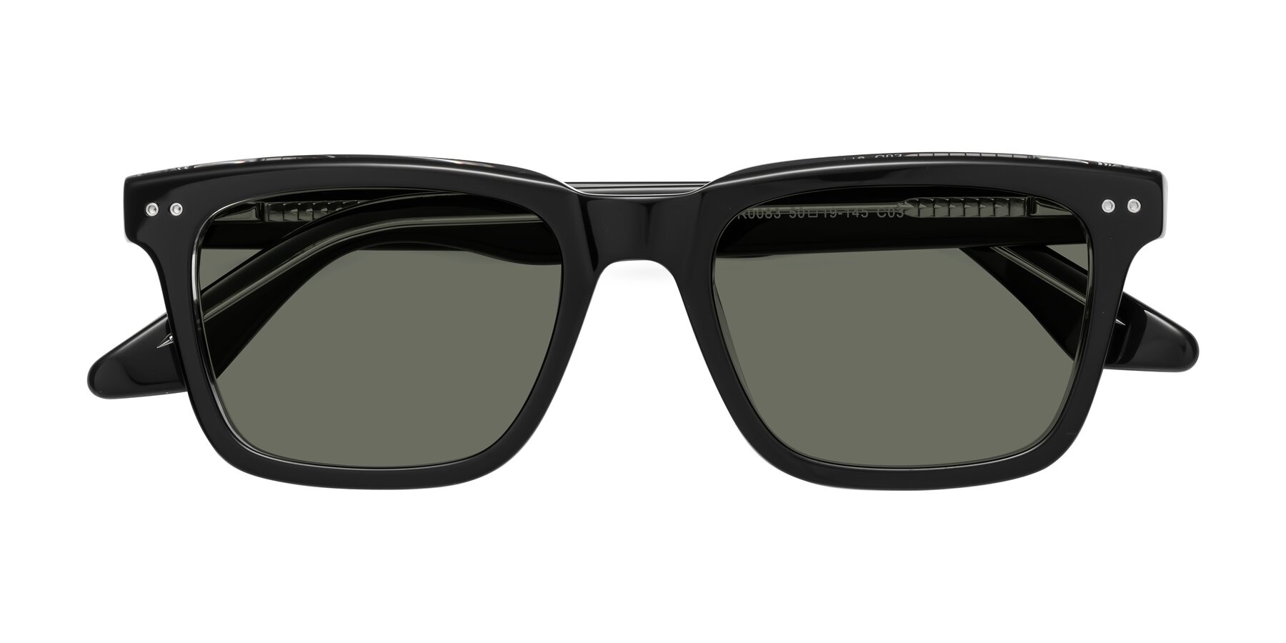 Folded Front of Martia in Black-Clear with Gray Polarized Lenses