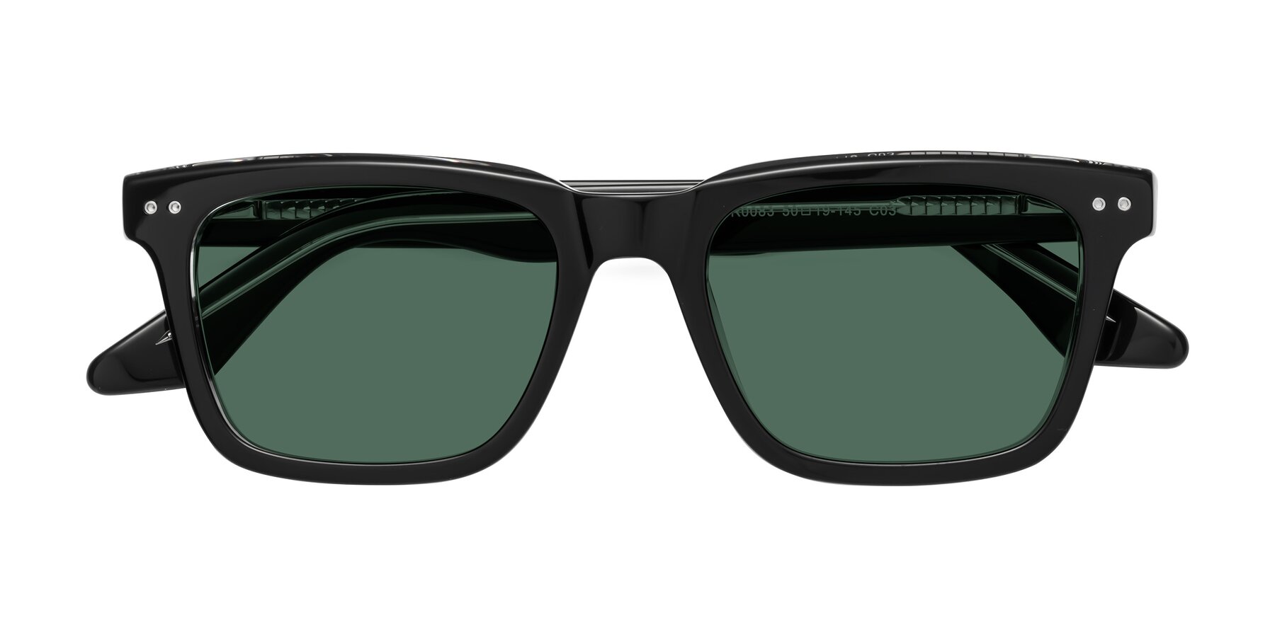 Folded Front of Martia in Black-Clear with Green Polarized Lenses