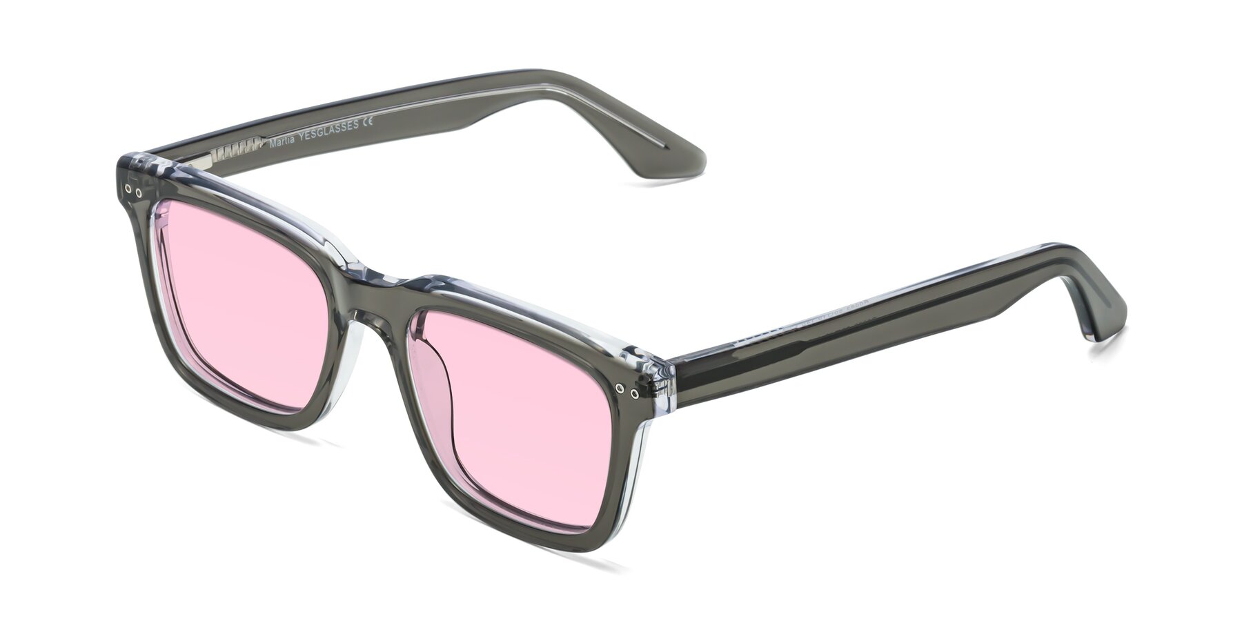 Angle of Martia in Gray-Clear with Light Pink Tinted Lenses