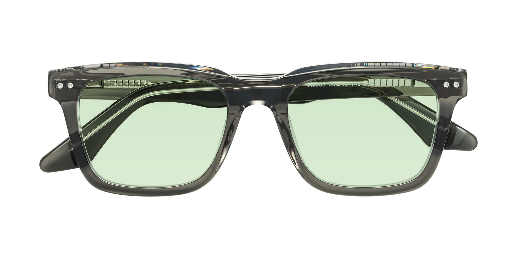 Folded Front of Martia in Gray-Clear with Light Green Tinted Lenses