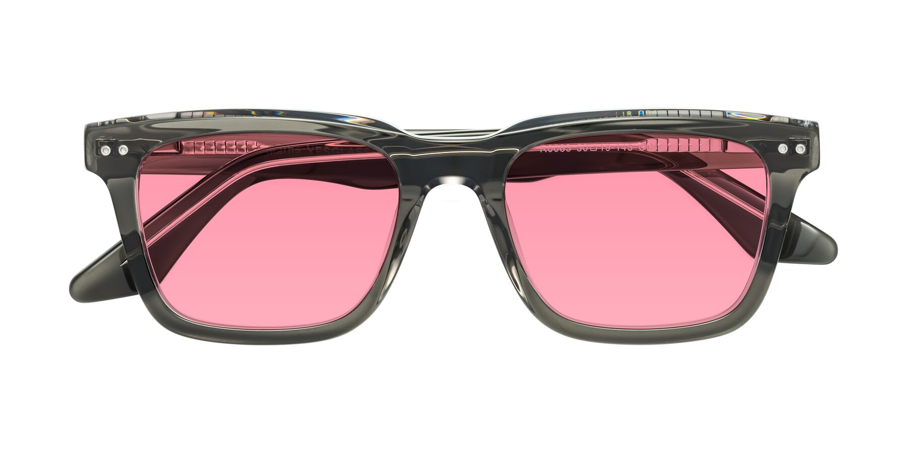 Folded Front of Martia in Gray-Clear with Pink Tinted Lenses