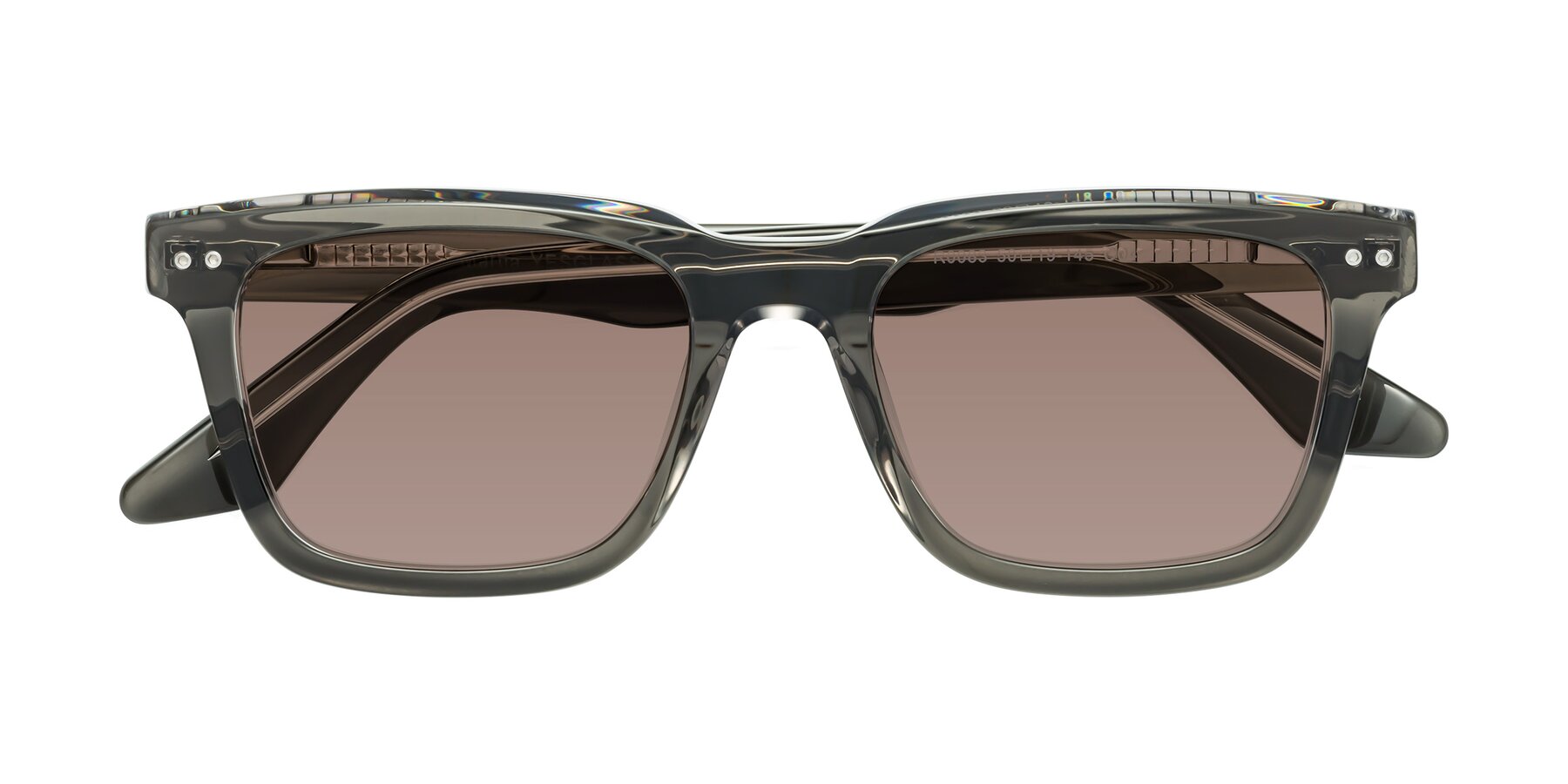 Folded Front of Martia in Gray-Clear with Medium Brown Tinted Lenses