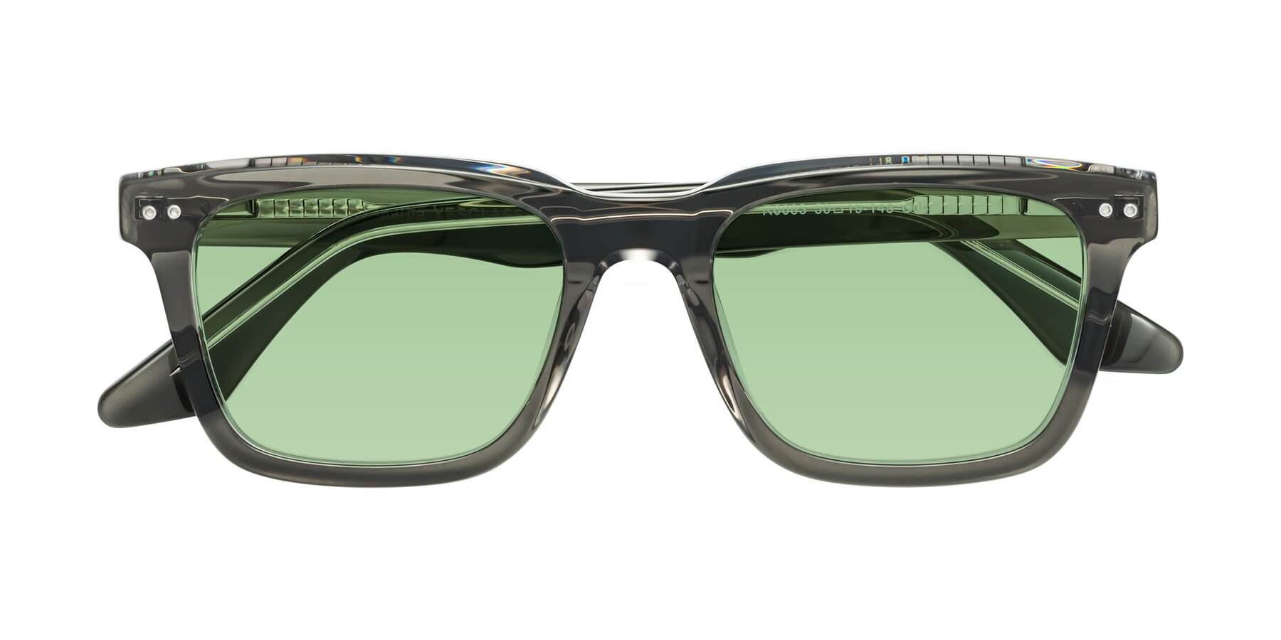 Folded Front of Martia in Gray-Clear with Medium Green Tinted Lenses