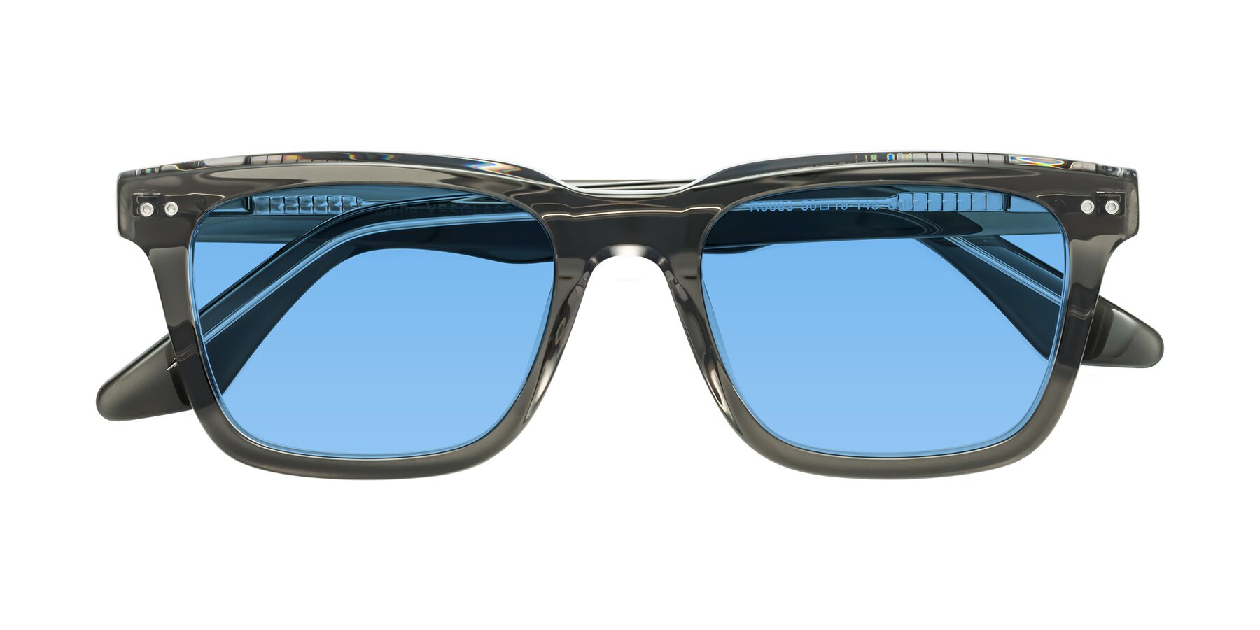 Folded Front of Martia in Gray-Clear with Medium Blue Tinted Lenses