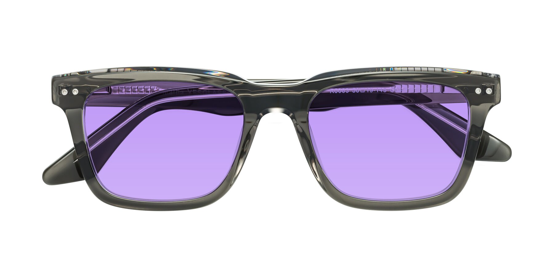 Folded Front of Martia in Gray-Clear with Medium Purple Tinted Lenses